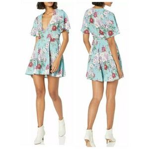 Show Me Your Mumu Aubrey Floral Dress Skater Blue